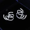 Pendientes de sementales 18k oro real infinito amor sin fin sin fin de circón transparente para mujeres tendencia joyas finas regalos de San Valentín