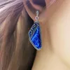 Boucles d'oreilles en peluche vintage Bohemian Water Drop Blue Color Stone pour les femmes accessoires de mode bijoux tibétain