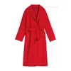 Designer Coats Cashmere Coats Luxe lagen Max Maras Dames Pure Wool Handsewn Grote Rapel Red Bathrobe Style Coat