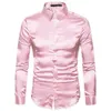 Herrklänningsskjortor Stylish Satin Luxury Shirt Collared Slim Fit unik stil för formell och avslappnad slitage i varje säsong