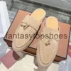 Loro piano lp casual tofflor designers skor kashmir mjuka kvinnors sandaler toppkvalitet platta loafers hög elastisk nötkött sen 3542 designer sandal