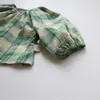 Clothing Sets Baby Girls Clothes Vintage Style Baby Girl Clothing Set Green Big Plaid Toddler Suit H240425