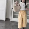Pantolon pantolon prenses kızlar yaz Koreli Macarone düz bacak bebek gevşek nedensel 2024 Elastik bel basit moda katı