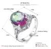 Anelli di fascia in pietra colorato zircone anello nuziale zircone per donna simulazione micro-intarsiata dell'impegno di gioielli gemma arcobaleno H240425