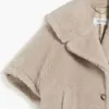 Дизайнерские пальто кашемировые покрытия роскошные пальто Maxmaras Женские овечьи волосы верблюда и шелк большой флип -воротник теплый и толстый пальто
