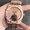 Piquet Audemar Audemar Manual 26515 Série mécanique à facteurs propres Ultra Thin Real Tourbillon 18 K Rose Gold Wrist Watch 41 mm