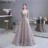 Party Dresses Serene Hill Khaki Muslim Arabia Crystal Beading Evening Gowns For Woman Long Sleeve Formal Design 2024 LA70430