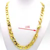 Kedjor Solid Hallmarked Yellow Fine Stamep 24 K Gold GF Figaro Chain Link Halsbandlängder 12 mm italienska 60 cm Tunga