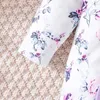 Rompers baby meisje pasgeboren onesies romper 1-18 maanden bloemen schattige boogkleding set met hoed baby lange mouw schattige kleine knop jumpsuit d240425