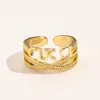 Designer Brand Letter Bandringen Dames roestvrij staal Heren Goud Verzilde liefde Wedding Luxe sieraden Open Ring Paar ringen