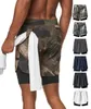 Couvrage court Men039 Camouflage de la taille élastique Sports Men de sport 2 en 1 Doubleck Gym Fitness Clothes 3917916