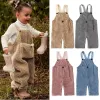 Endelar 2021 Vinterhöst Nya babyflickor Suspender Byxor söta fleece overaller med axelremficka Småbarn Spädbarnskläder