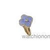 Wysokiej klasy luksusowy pierścień fanjia seiko high edition oryginalna reprodukcja 925 srebrna premium 18K Rose Gold Violet Diamond Clover