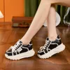 Chunky Women 2024 Spring Flat Platform Lace-up Casual Round Toe Sneakers Ladies Board Shoes Trainers