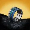 Band Rings Fashion Creative Three-layer Blue Zircon Geometric Ring 925 Silver Handmade Enamel Jewelry Engagement for Women H240425