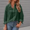 Dames blouses dames chiffon jacquard shirts revers button down los blouse lange mouw roll -up shirt basu casual ademende tops blusas