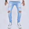 Jeans For Men Fashion Holes High Quality Slim Biker Jogging Stretch Skinny Denim Pants Homme 240417