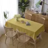 Table Cloth Cotton And Linen Material Home Tablecloth Rectangular Runner Tassel Decoration Yellow Checkered