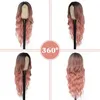 Gradient Pink Wighd Body Wave Highlight Lace Front Real Hair Wig Femmes Lace Lace Front Perre