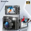写真用の4KデジタルカメラアップグレードされたYouTubeビデオコンパクトカメラ用の48MPブロギングカメラ180°3.0インチのオートフォーカス4Kカメラ