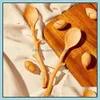 Barra de jantar collo colheres de talheres cozinha home jardim tronco cor de mesa japonesa colher de pau em forma de alça longa de jantar dhwy2 le
