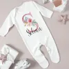 Jednoczęściowe spersonalizowane dziecko sleepSuit kwiat początkowy niemowlę romper dziecko wracanie do domu strój newbron shower prezent dziecięce dziewczyny sleepSuit