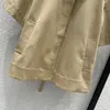 Damesgeul Lagen Leermodeontwerp Turn-down kraag half mouwen solide A-lijn losse cape windbreaker vrouwen achterriem vintage jas