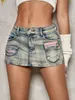 Shorts Women's Summer Trend Fashion Fashion Detalle Colorblock Mini Mini Denim Media Mid -Denim Skort Chic VintageVersatile Estilo