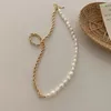 Colliers pendentifs Chaîne épissée Baroque Pearl For Women Girl Fashion Créative Collier Collier en acier inoxydable Gift