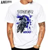 Camisetas masculinas Novo verão Men Slve Slve Tiger 800 900 1200 Classic Design T-shirt Motorcycle Sport Print White Casual Boy Rider TS T240425