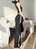 Spodnie damskie sznurka streetwear damskie ubrania Y2K workowate spodnie w talii pantelones de Mujer ropa luźne fit czarne roupas feminias
