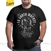 Herr t-shirts nyhet La Santa Muerte t-shirts för män Pure Cotton T Shirts Tall Big Fat Death Skull Kort ärm Tees 4xl 5xl kläder T240425