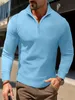 Fashion Autumn Winter Mens Longsleved Polo Shirt Casual Plaid T -shirt Wafle AntiWrinkle Men 240420
