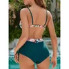 Swimwear 2024 Bikini Bikini Femme 2 pièces High Waist Switsuit Sexy V-Neck Lace-Up Suspender Bather Bathing Fssui