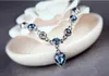 Bracelet de cristal bleu de coeur océan à perles pour femmes pour femmes Blue Cubic Zirconia Love Charm Bangles Anniversaire Valentin Day Giftjewelry