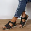 Casual Shoes 2024 Female Open Toe Ladies Sandals Summer Rome Hollow Solid Outdoor Beach Wedge Large Size