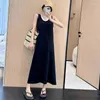 Casual Dresses YZJNH 2024 Summer Long Dress Women's Korean Edition Loose Round Neck Sleeveless Solid Color Large Size Tank Top