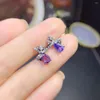 Pendientes de semental Tanzanite Natural 925 Silver Certified 4x6mm Purple Gem Girls 'Holiday Gift Free Producting Entrega