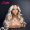 Peruker Ash Blonde Body Wave Spets Front Wig 13x4 HD Transparent spets främre mänskliga hår peruker för kvinna före plockat remy brasilianskt hår