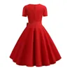 Casual Dresses Vintage Pin-up Dress Umbrella Hem Retro 1950s A-line Midi With Square Neck Big Button Decor Dot For Women's