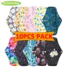 Pads 10pcs de tamanho médio toalhas sanitárias de carvão para menstruação para menstruação Moman Washable Mulheres Cuidados Menors reutilizáveis Pads reutilizáveis