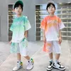 Kläder sätter sommarpojkar slipsfärgad gradient alfabet t-shirt toppar shorts pant träning skola barn 2st träning barn kläder 5-16 år