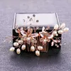 Wedding Hair Jewelry Rose Gold Color Crystal Pearl Flower Hair Comb Hairpin Headband For Women Bride Wedding Bridal Hair Accessories Jewelry Comb d240425