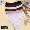 Бруки трусики Finetoo 3pcs/Set Women Women Cotton Conties M-2xl Большой размер женский нижний белье сплошное цветное