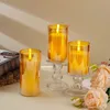 Led Flameless kaarsen met externe glazen batterij bedienden flikkerend licht voor festival Wedding Home Party Decor-Ivory White 240417