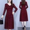 Casual Dresses Dress for Women 2024 Autumn and Winter Advanced Sense of Small Big Size Mother Lace Base kjol