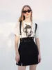 Skirts PUNK RAVE Women's Daily Small A-LINE Removable Shoulder-strap Half Skirt Gifted Belt Casual Wear Collect Waist Girl