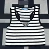 Kobiety z czołgów Camis Designer 24 Summer New P Family Stripe w kształcie litery H Slim Fit Krótki dzianinowy top zbiornikowy dla kobiet ZVE3