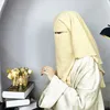 Hijabs Mellanöstern hijab muslimsk dubbel lager komposit chiffong mesh ansiktsmask remmar kvinnor mode slöja d240425