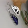 Boucles d'oreilles en peluche vintage Bohemian Water Drop Blue Color Stone pour les femmes accessoires de mode bijoux tibétain